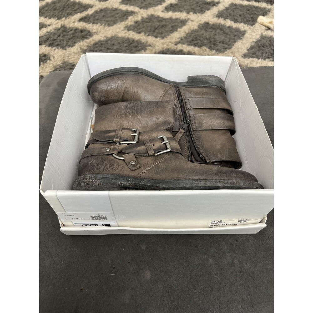 MJUS Boots Womens Eu 40 US 9 Leather L Straps Buckles Heel Zip Demaris Foca